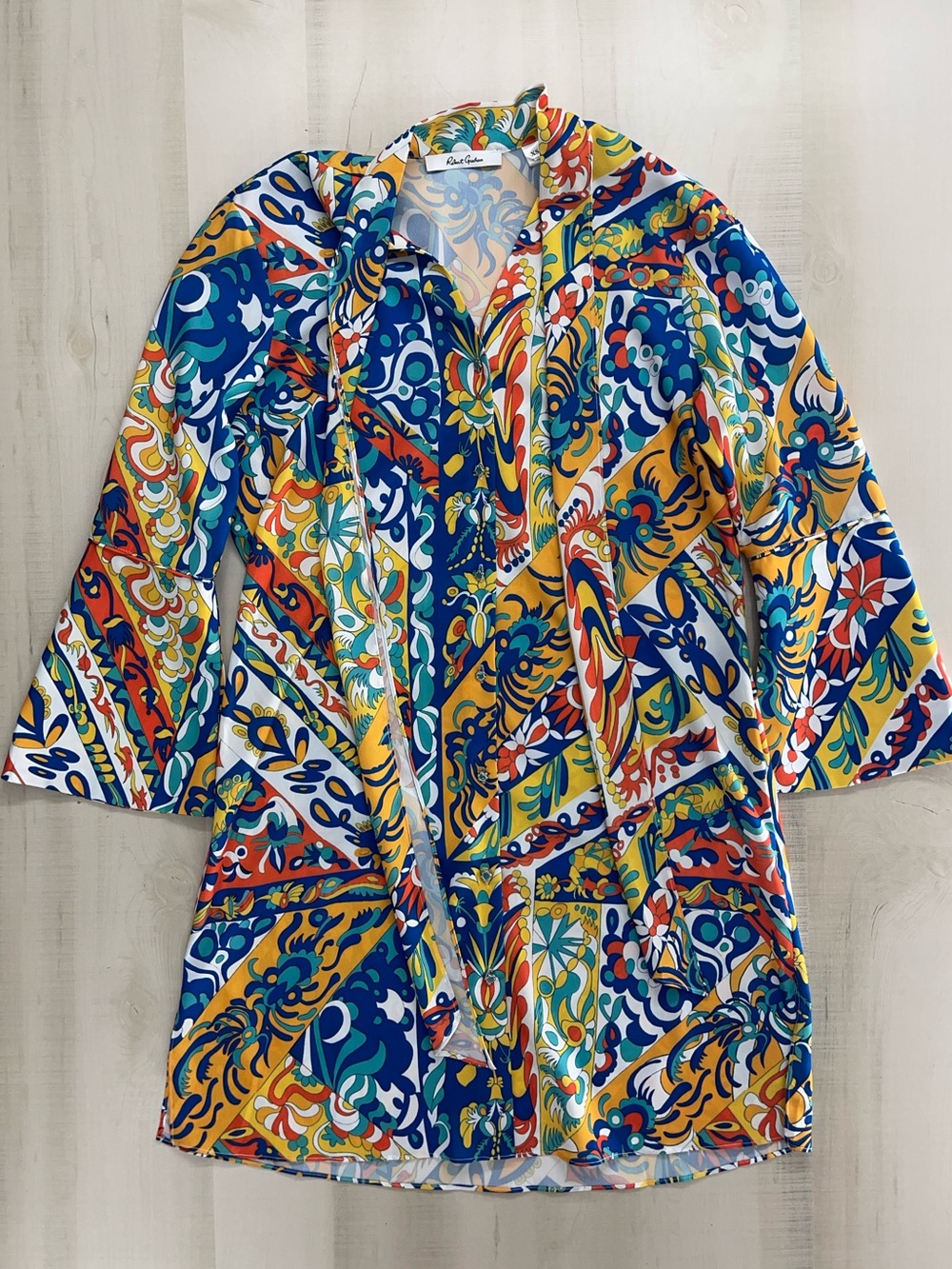 ROBERT GRAHAM printed flouncy dress event casual vacation XS
